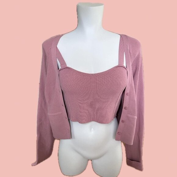 Endless Rose knit cardigan and matching cropped tank - Picture 1 of 8